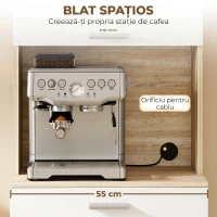 HOMCOM Mobilier Bucătărie 174 cm cu Sertar, Rafturi, Blat și Orificiu pentru Cabluri(m-5)