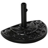 Outsunny Base para Sombrilla Semicircular Peso 9 kg Soporte Parasol de Jardín Apto para Mástil de 35mm/38mm/48mm Relleno de Cemento para Terraza Patio 50x32x32 cm Negro(m-1)
