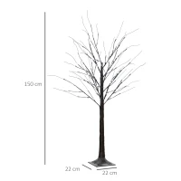 HOMCOM Brad de Crăciun Luminos Tip Mesteacăn, 150 cm, 96 Led-uri, Bază Lată, pentru Interior și Exterior, Maro(m-3)