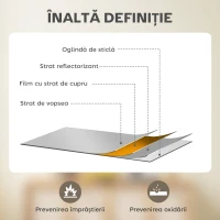 HOMCOM Oglindă de perete din sticlă și MDF, 40x60 cm, Culoare Lemn(m-6)