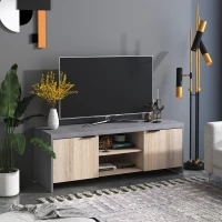 HOMCOM TV Stand for TV up to 55", 2 Doors TV Cabinet with Open Shelves, TV Unit TV Table for Living Room Bedroom Entertainment Room, 120L x 40W x 44H, Grey(m-2)