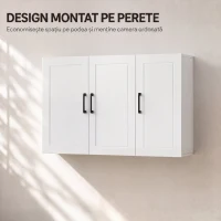 HOMCOM Dulap Baie Da Perete Con 3 Uși E Raft Reglabil, Alb(m-7)