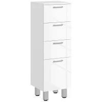 kleankin Meuble de salle de bain sur pied - 4 tiroirs et base surélevée, commode salle de bain salon chambre, 30x30x93cm, blanc(m-11)
