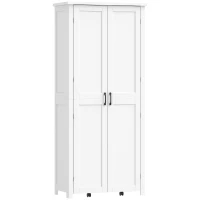 HOMCOM Mobile Cucina Alto con Ruote, 2 Ante, 14 Scomparti, 80x40x180 cm, Bianco(m-11)