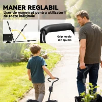 Outsunny Cărărușă de Grădină din Oțel 114L cu Sac pentru Depozitare și Pereți Detașabili, 105x51x54 cm, Negru(m-6)