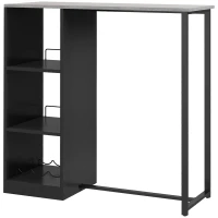 HOMCOM Breakfast Bar Table, Bar Table with 3-Tier Storage Shelf and Wine Rack, 105W x 40D x 105H cm, Black(m-11)