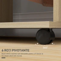 HOMCOM Dulap cu 5 Rafturi și 6 Roți, PAL, 120x40x128 cm, Lemn Natural(m-6)