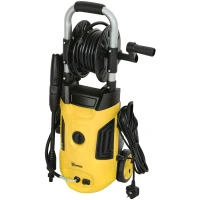 Outsunny 1800W High Pressure Washer, 150 Bar Pressure, 420 L/h Flow, Portable Power Washer Jet Wash Cleaner with Adjustable Nozzle, 6M Hose, Hose Reel, Steel Handle for Home Patio Car Driveway, Yellow(m-12)