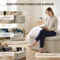 HOMCOM Aufbewahrungs-Ottomane, Cord-Polsterung mit gepolsterter Sitzfläche, Sitzbank am Bettende, 105 x 51 x 49 cm, Beige(m-7)