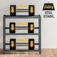 HOMCOM Raft Autoportant pentru 6 Lăzi de Băuturi cu 3 Niveluri cu Polițe Ajustabile, 110x30x110cm, Gri(m-8)
