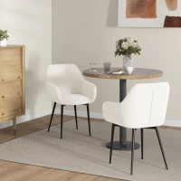 HOMCOM Set 2 Sedie da Pranzo Nordiche Imbottite con Braccioli Ricurvi in Tessuto Effetto Velluto, 54x57x80 cm, Crema(m-10)
