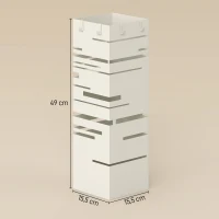 HOMCOM Portaombrelli Quadrato in Metallo con Vassoio Antigoccia Rimovibile e 4 Ganci, 15.5x15.5x49 cm, Beige(m-3)