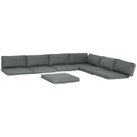 Outsunny Replacement Cushions for Rattan Furniture - 14 Piece Outdoor Seat Cushion Pad Set for Patio Conversation Set, Includes 7 Seat Cushions and 7 Back Cushions, Grey(m-11)