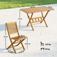 Outsunny Set da Pranzo da Giardino 5 Pezzi, Tavolo e 4 Sedie Pieghevoli(m-3)