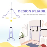 HOMCOM Bară Gimnastică Artistică pentru Copii Reglabilă cu 2 Inele, din Oțel, 148 x 105 x 128 cm, Mov(m-6)
