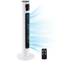 HOMCOM Ventilator turn 45W cu 3 moduri și 3 viteze, temporizator 12h, din ABS, Ø32 x 96A cm, negru și alb(m-7)