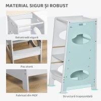 HOMCOM Turn Montessorian pentru Copii 3-6 Ani cu Înălțime Reglabilă din MDF, 40x50x90cm, Gri(m-5)