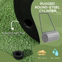 DURHAND Heavy Duty Garden Lawn Roller Push Tow Water Sand Filled 46L Equipment Manual Push Rolling Drum(m-4)