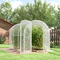 Outsunny Serre de jardin tunnel 3 x 2 x 2 m 6 m² avec porte à charnières bâche en PE 150 g/m² pour Légumes Plantes Fleurs(m-8)