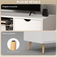 HOMCOM Meuble TV Banc TV Buffet bas Meuble de rangement sur pied avec 2 placards en Bois pour Chambre Salon(m-5)