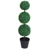 Outsunny Buis Artificiel topiaire Artificielle en Forme de Boules dim. Ø 30 x 112H cm Vert(m-10)