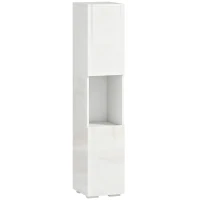 HOMCOM Dulap Multimedia Slim cu 5 Rafturi Reglabile, Alb(m-1)