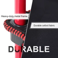 Outsunny Folding Fishing Camping Chair Portable Picnic Armchair Director Seat Oxford Metal Frame with Cup Holder, Phone Pocket - Red(m-6)