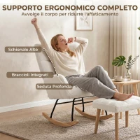 HOMCOM Sedia a Dondolo in Sherpa con Poggiapiedi, Tasche Laterali, Seduta Spessa e Design Trapuntato, Crema(m-7)