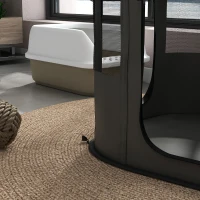 PawHut Cercado dobrável para cão gato pequenos animais em tecido Oxford com arrumação 84 x 64 x 53 cm cinza e preto(m-11)
