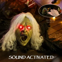 Outsunny 183 cm Life Size Halloween Animated Crawling Zombie with Glowing LED Eyes, Scary Halloween Decorations, Battery Operated, Indoor Outdoor Party Props(m-4)