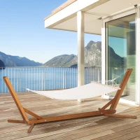 Outsunny Supporto per Amaca Sospesa Regolabile su 3 Livelli, Pieghevole e Portatile, in Legno, 388x120x89 cm(m-10)