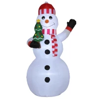 Outsunny Pupazzo di Neve Gonfiabile con Luci LED da Esterno e Interno con Gonfiatore, 93x83x180cm(m-1)