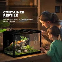 Pawhut Terariu din Sticla 60×40×40,5 cm – Pentru testoase & Reptile(m-4)