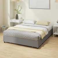 HOMCOM Cama Doble 140x190 cm Somier con 3 Cajones y Estructura de Metal Carga 363 kg Gris(m-8)