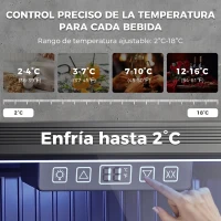 HOMCOM Frigorífico de Bebidas 50 L con Puerta de Vidrio Doble Iluminación LED Estante Ajustable para 48 Latas(m-5)