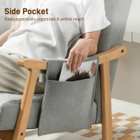 HOMCOM Wood Frame Rocking Accent Chair - Light Grey(m-6)