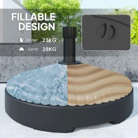 Outsunny Garden Parasol Base Holder, 28kg Sand Filled, 23kg Water Filled, Sun Umbrella Base, Φ55 x 30H cm Black(m-4)