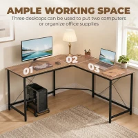 HOMCOM Corner L-Shape Computer Desk PC Workstation Writing Gaming Table Home Office(m-5)