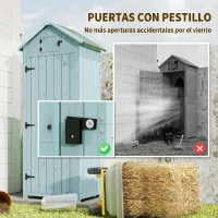 Outsunny Armario de Jardín de Madera Armario de Almacenamiento Cobertizo de Jardín con Estantes 77x54,2x179 cm Azul y Verde(m-7)