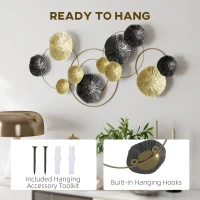 HOMCOM Metal Wall Art, Modern Hanging Wall Decor with Multi-Disc Design for Living Room(m-5)
