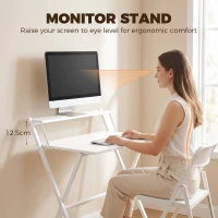 HOMCOM 70 cm Folding Computer Desk with Monitor Shelf - White(m-5)