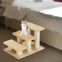 PawHut Escada para Animais 3 Degraus 34 cm de Altura Escada Dobrável para Gatos e Cães Rampa de Acesso para Cama e Sofá Creme(m-6)
