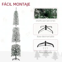 HOMCOM Árbol de Navidad Estrecho Nevado 240 cm con 603 Ramas y Soporte de Metal Plegable para Salón Interior Verde(m-6)