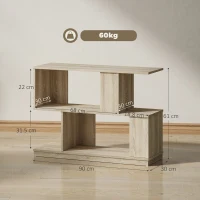 HOMCOM Măsuță de Cafea Modernă în Formă de S cu 3 Rafturi pentru Living și Salon, 90x30x61 cm, Lemn(m-3)
