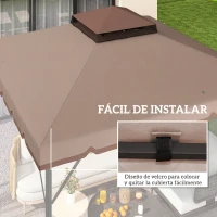 Outsunny Toldo de Recambio 3x3 m con Techo Doble Orificios de Drenaje y UPF 30+ Solo Toldo NO Incluye Marco Caqui(m-6)