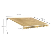 Outsunny Toldo para Balcón 350x250 cm con Manivela de Metal Impermeable y Anti-UV para Jardín Terraza Ventanas Gris y Amarillo(m-3)