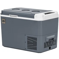 Outsunny Glacière Électrique Voiture 25L, Contrôle via Application, Modes MAX & ECO, 12V/240V, -20 à 20 °C, 58x33x38,3cm, Gris(m-1)