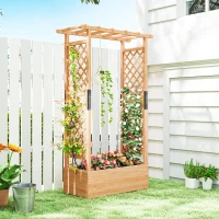Outsunny Fir Wood 110 x 44 cm Planter and Trellis Garden Bed(m-10)