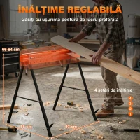 Set de 2 Cavalete HOMCOM, Pliabile, cu Înălțime Reglabilă, Mâner pentru Transport, Picioare Antiderapante, Suport până la 500 kg, Portocaliu(m-5)