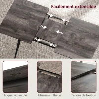 HOMCOM Table à manger pliante table extensible 120-160 cm jusqu'à 6 à 8 personnes avec pieds en acier, gris(m-5)